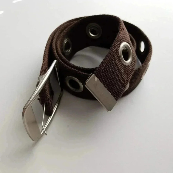 Canvas Belt 39" Rivets Green Military Look - Picture 4 of 5